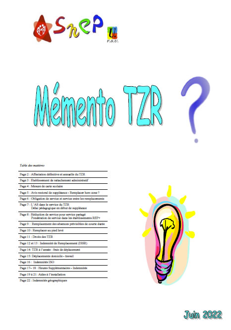 Lire la suite à propos de l’article Memento TZR – Accès réservé