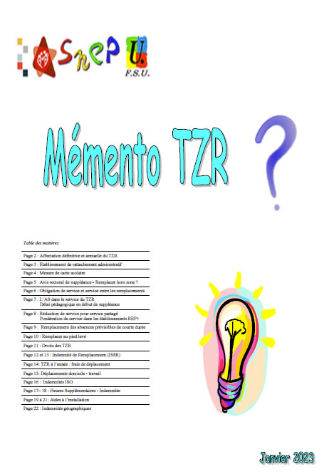 Lire la suite à propos de l’article Memento TZR – Accès réservé