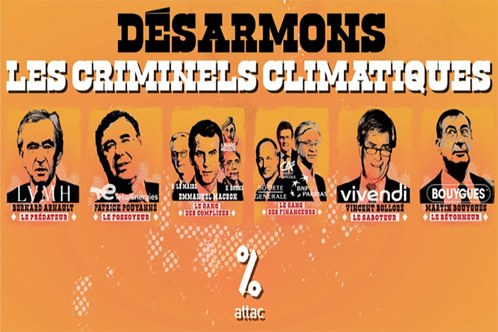 Lire la suite à propos de l’article Campagne d’Attac : Appel à désarmer les criminels climatiques