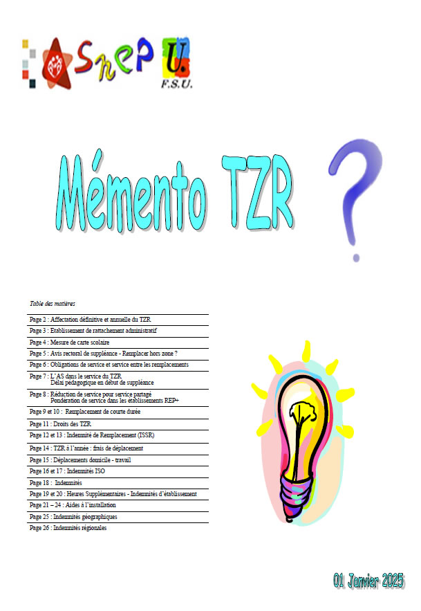 Memento TZR – Accès réservé