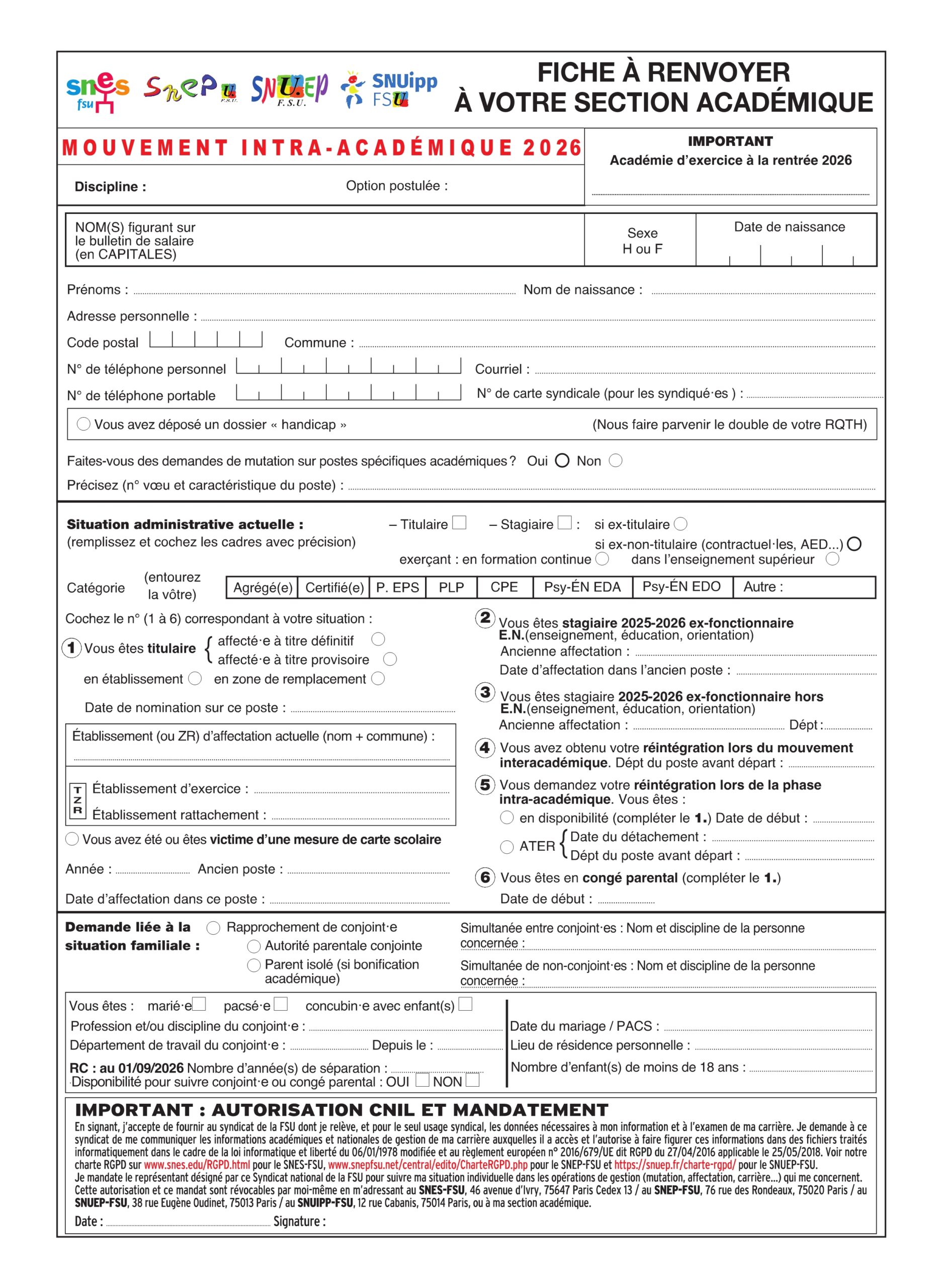 Fiches de suivi mouvement 2026